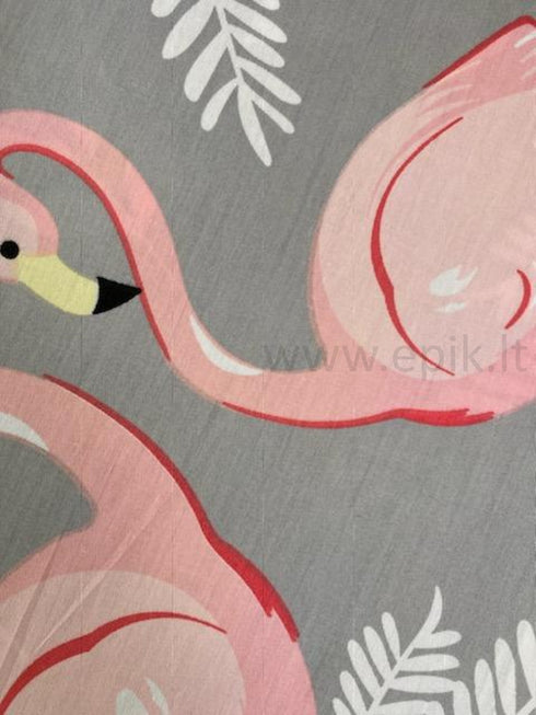 Satino medvilnės patalynės komplektas "Flamingo Zoo"